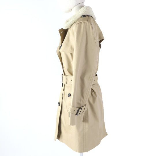 COACH trench coat F76255 Main: 68% cotton, Main: 32% polyester, Lining: 100% polyester, Liner: 55% wool, Liner: 23% polyester, : 22% rayon Fur: Mouton Part: Leather beige Women Used Authentic