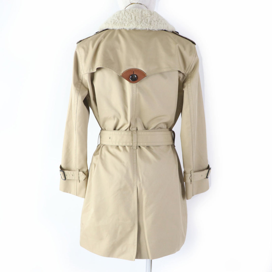 COACH trench coat F76255 Main: 68% cotton, Main: 32% polyester, Lining: 100% polyester, Liner: 55% wool, Liner: 23% polyester, : 22% rayon Fur: Mouton Part: Leather beige Women Used Authentic