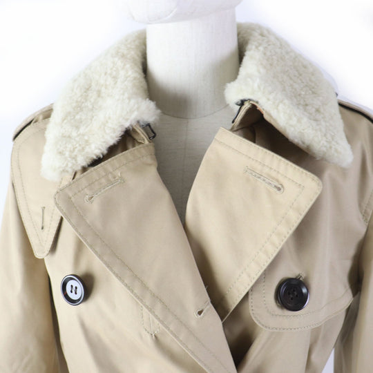 COACH trench coat F76255 Main: 68% cotton, Main: 32% polyester, Lining: 100% polyester, Liner: 55% wool, Liner: 23% polyester, : 22% rayon Fur: Mouton Part: Leather beige Women Used Authentic