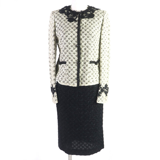 DOLCE&GABBANA setup Jacket Outer: 70% Viscose, 20% Cotton, 10% Nylon Jacket Inner: 87% Cupra, 13% Elastane Skirt Outer: 77% Rayon, 12% Nylon, 11% Cotton Skirt Inner: 87% Cupra, 13% Polyurethane Beige black Women 38 Used Authentic
