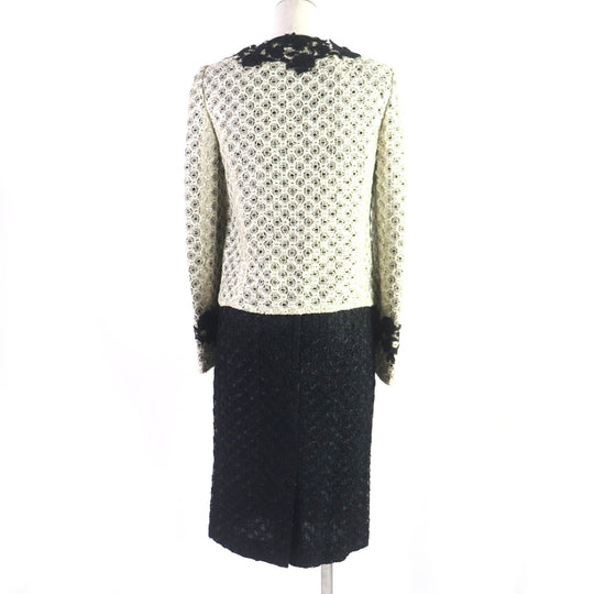 DOLCE&GABBANA setup Jacket Outer: 70% Viscose, 20% Cotton, 10% Nylon Jacket Inner: 87% Cupra, 13% Elastane Skirt Outer: 77% Rayon, 12% Nylon, 11% Cotton Skirt Inner: 87% Cupra, 13% Polyurethane Beige black Women 38 Used Authentic