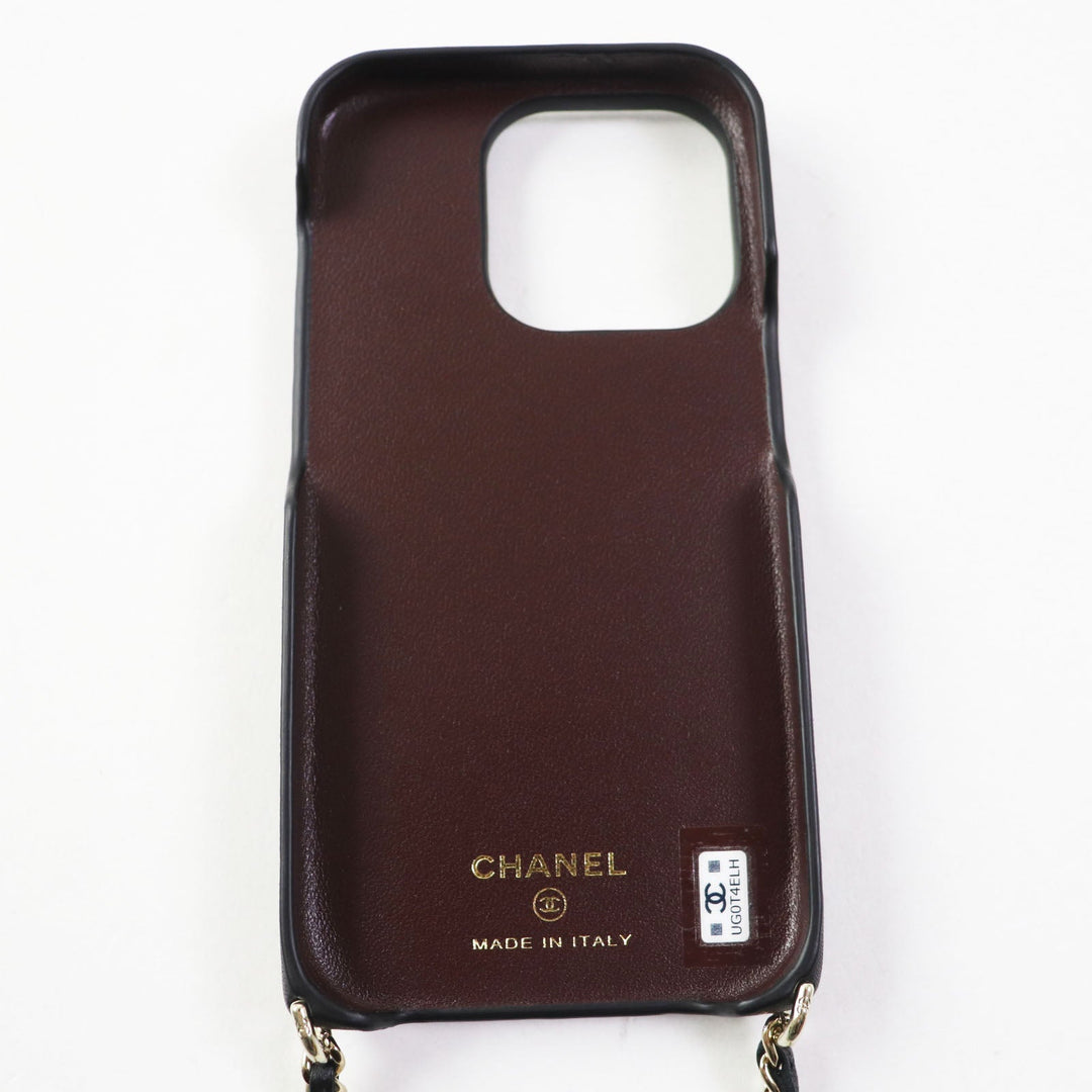 CHANEL iPhone case AP3556 lambskin black Matrasse Women Used Authentic