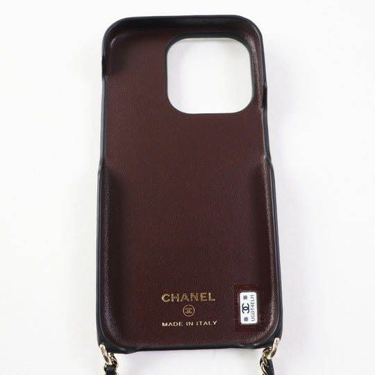 CHANEL iPhone case AP3556 lambskin black Matrasse Women Used Authentic
