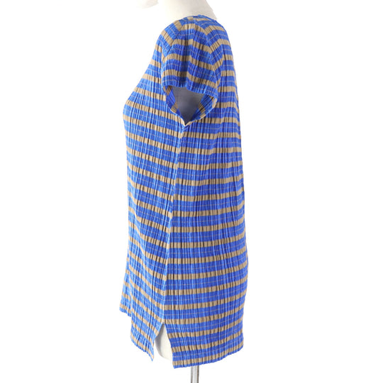 PLEATS PLEASE Cut PP01-JK673 Main: 51% polyester, Main: 49% cotton, Part: 100% polyester Blue beige Women 3 Used Authentic