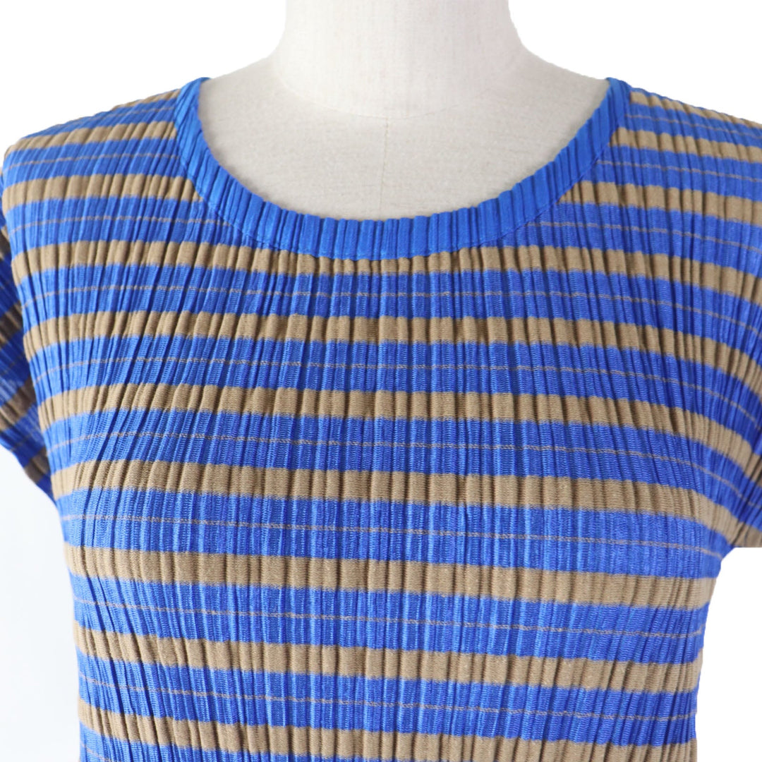 PLEATS PLEASE Cut PP01-JK673 Main: 51% polyester, Main: 49% cotton, Part: 100% polyester Blue beige Women 3 Used Authentic