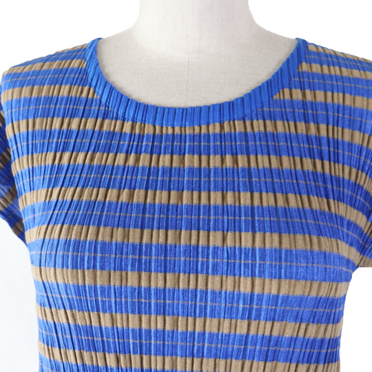PLEATS PLEASE Cut PP01-JK673 Main: 51% polyester, Main: 49% cotton, Part: 100% polyester Blue beige Women 3 Used Authentic