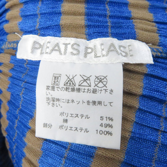 PLEATS PLEASE Cut PP01-JK673 Main: 51% polyester, Main: 49% cotton, Part: 100% polyester Blue beige Women 3 Used Authentic
