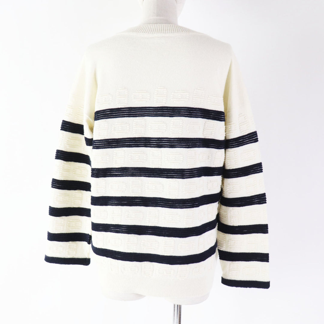 HERMES knit 3E2524D2 Main: 64% cashmere, Main: 36% cotton White navy Women 34 Used Authentic