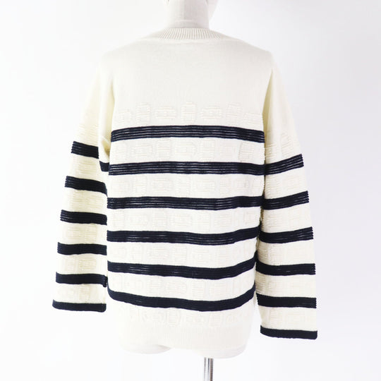 HERMES knit 3E2524D2 Main: 64% cashmere, Main: 36% cotton White navy Women 34 Used Authentic