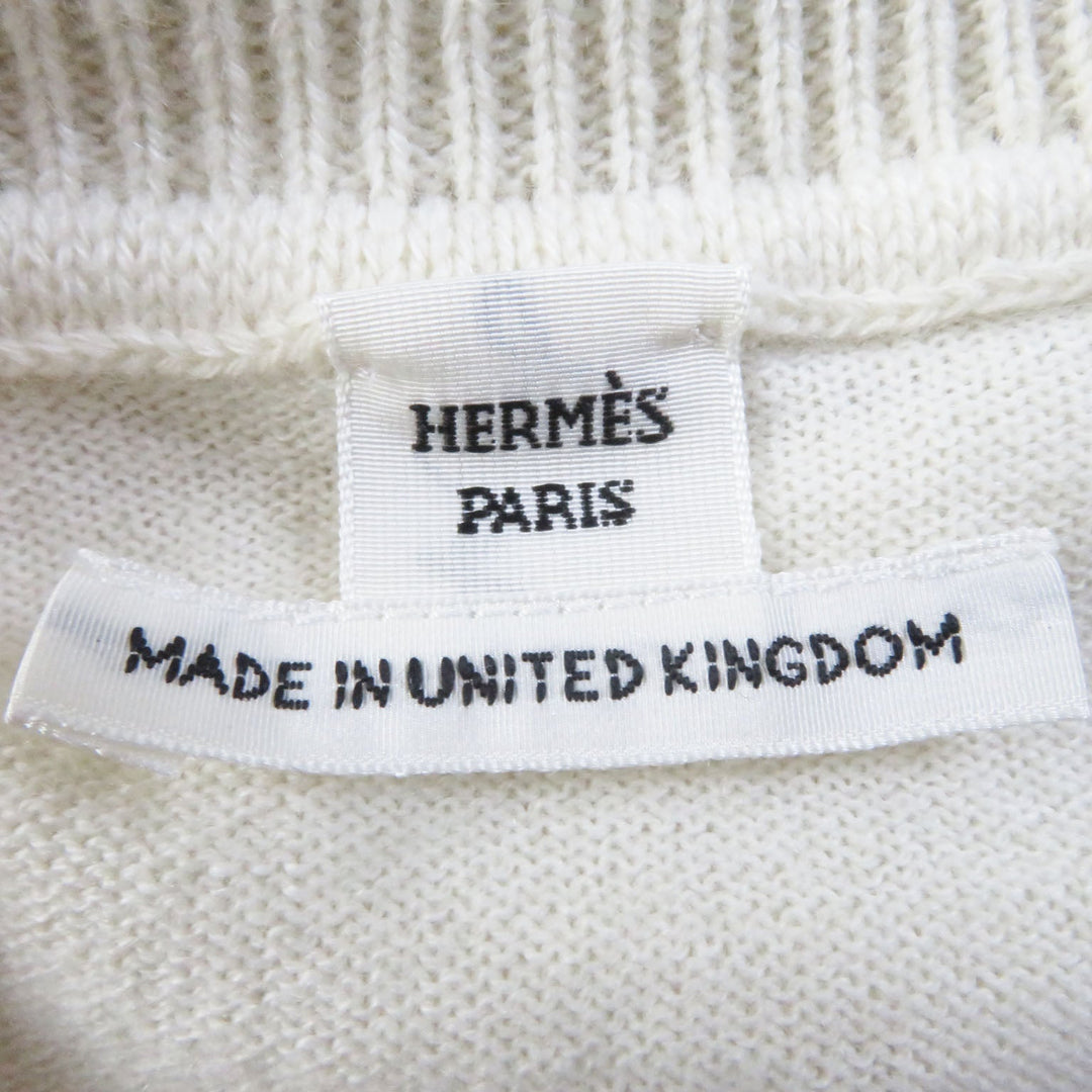 HERMES knit 3E2524D2 Main: 64% cashmere, Main: 36% cotton White navy Women 34 Used Authentic