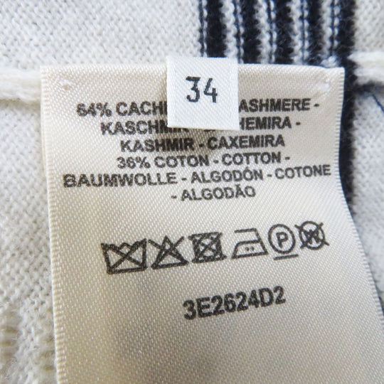 HERMES knit 3E2524D2 Main: 64% cashmere, Main: 36% cotton White navy Women 34 Used Authentic