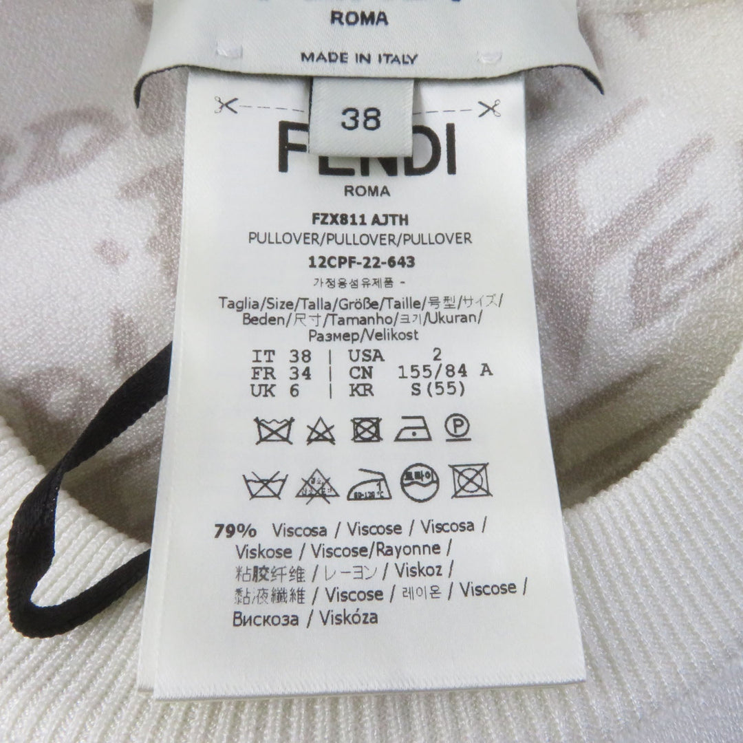 FENDI knit FZX811 Main: 79% rayon, Main: 16% polyester, Main: 5% nylon white Women 38 Used Authentic