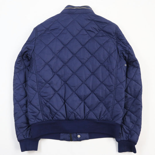 Burberry Prorsum Blouson Outer: 100% polyamide (nylon), Lining: 55% acetate, Lining: 45% viscose (rayon), Filling: 100% polyester, Part: 90% cotton, : 8% polyamide (nylon), : 2% elastane, Part: Lamb leather blue mens M Used Authentic