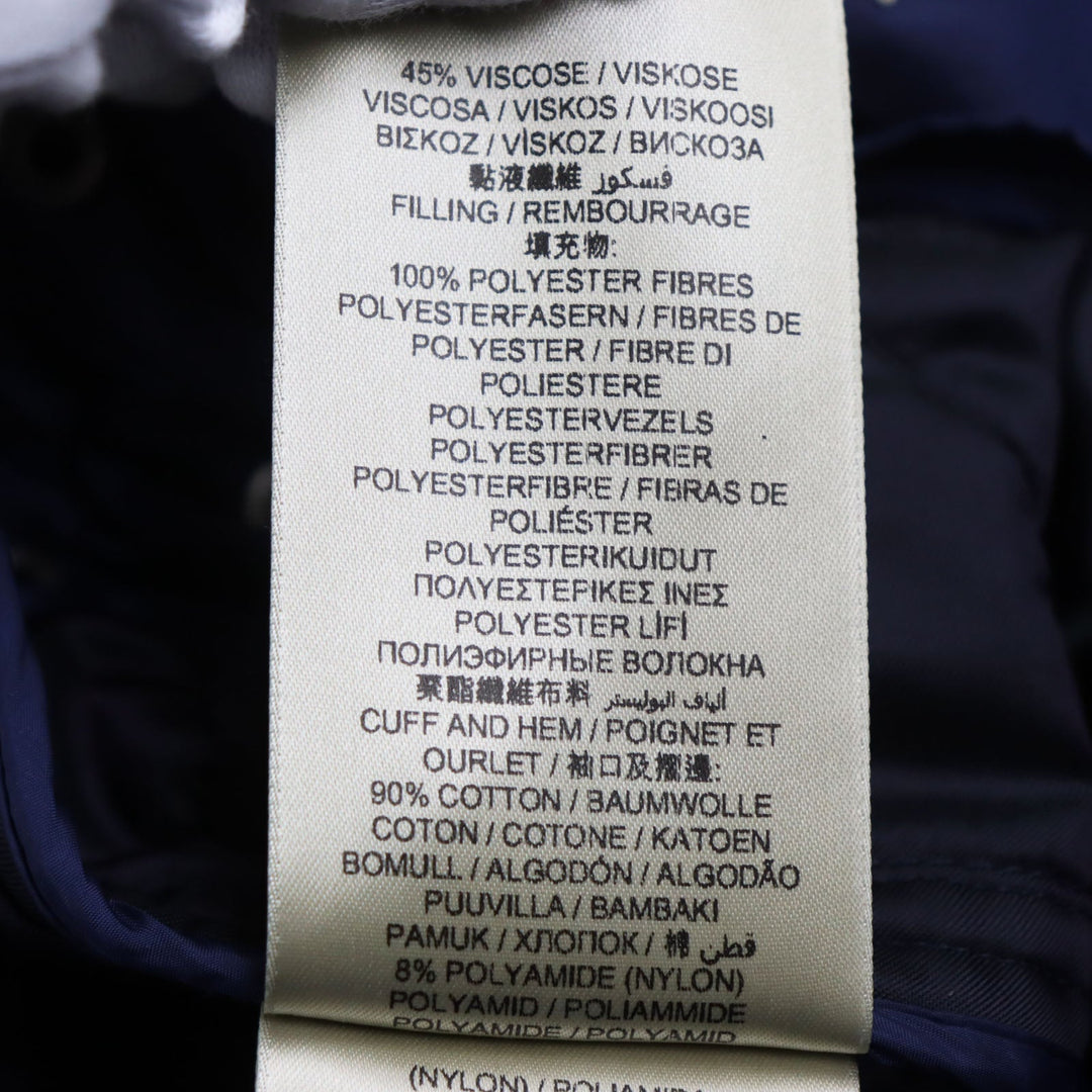 Burberry Prorsum Blouson Outer: 100% polyamide (nylon), Lining: 55% acetate, Lining: 45% viscose (rayon), Filling: 100% polyester, Part: 90% cotton, : 8% polyamide (nylon), : 2% elastane, Part: Lamb leather blue mens M Used Authentic