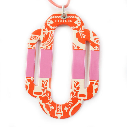 HERMES Necklace metal Orange pink Atrage Women Used Authentic