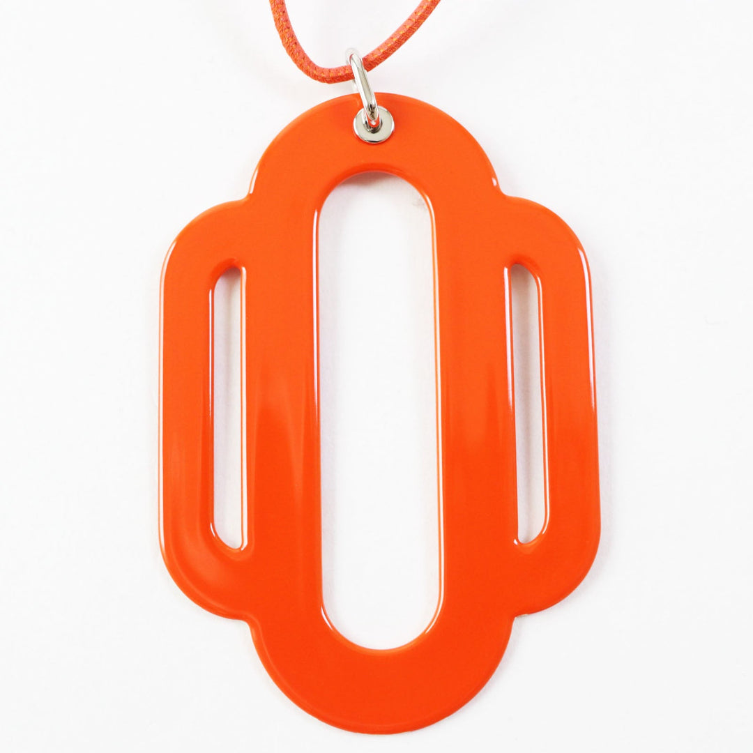 HERMES Necklace metal Orange pink Atrage Women Used Authentic