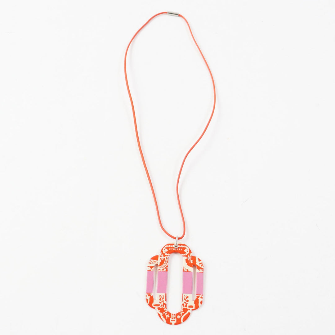 HERMES Necklace metal Orange pink Atrage Women Used Authentic
