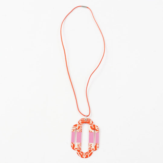 HERMES Necklace metal Orange pink Atrage Women Used Authentic