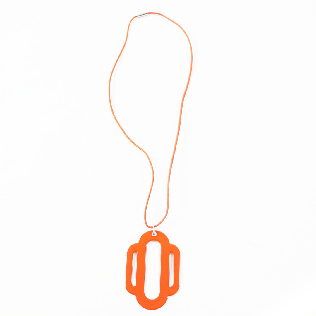 HERMES Necklace metal Orange pink Atrage Women Used Authentic