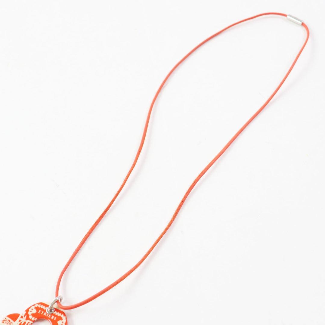 HERMES Necklace metal Orange pink Atrage Women Used Authentic