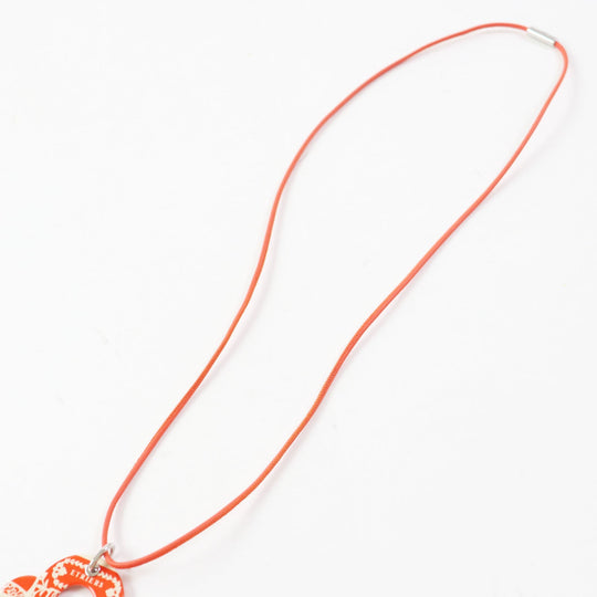 HERMES Necklace metal Orange pink Atrage Women Used Authentic