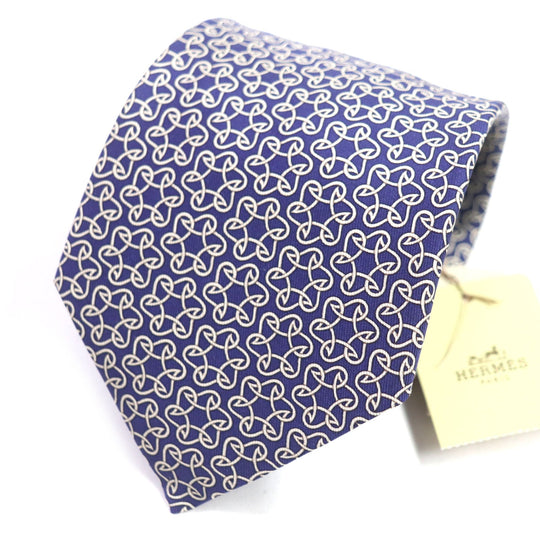 HERMES tie 005367T-02 Main: 100% silk blue Clavat mens Used Authentic