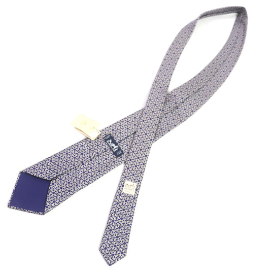 HERMES tie 005367T-02 Main: 100% silk blue Clavat mens Used Authentic