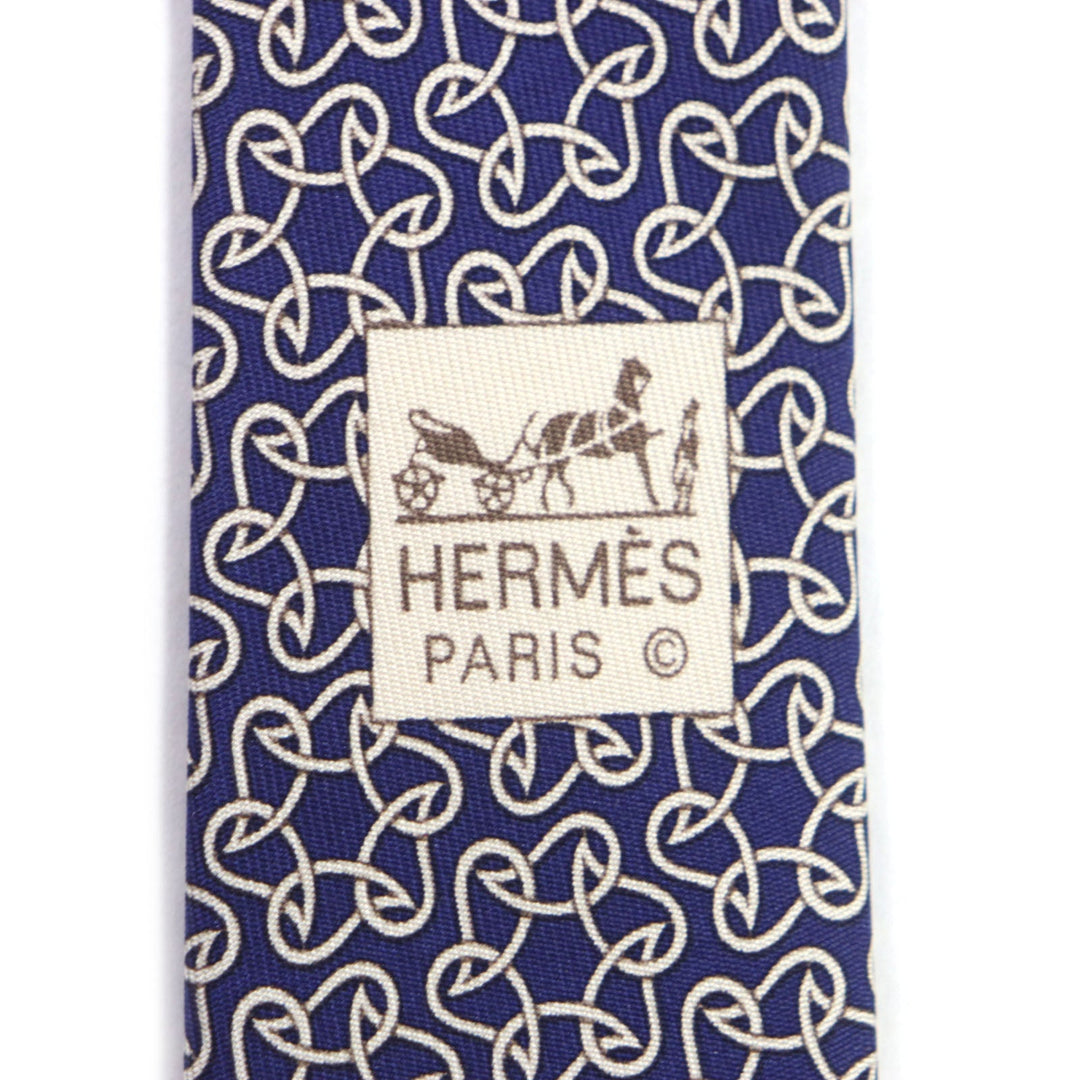 HERMES tie 005367T-02 Main: 100% silk blue Clavat mens Used Authentic