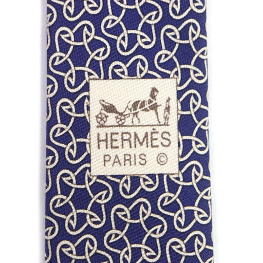 HERMES tie 005367T-02 Main: 100% silk blue Clavat mens Used Authentic