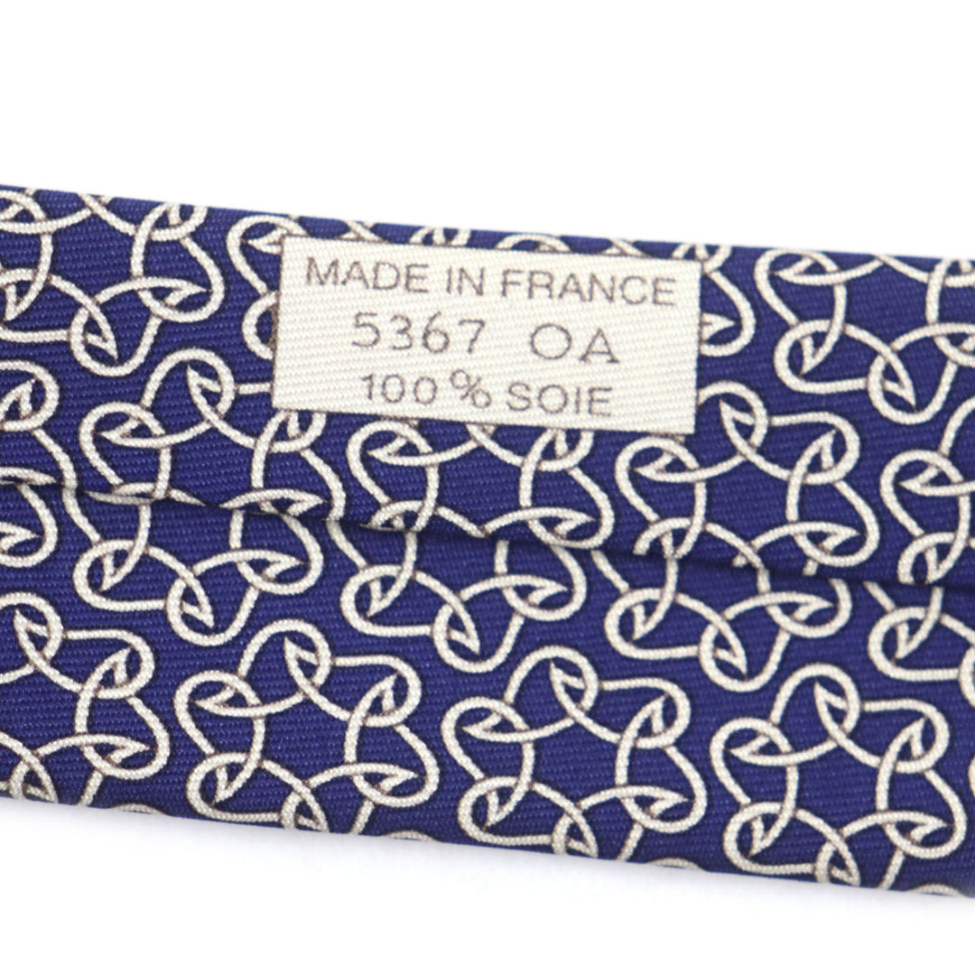 HERMES tie 005367T-02 Main: 100% silk blue Clavat mens Used Authentic
