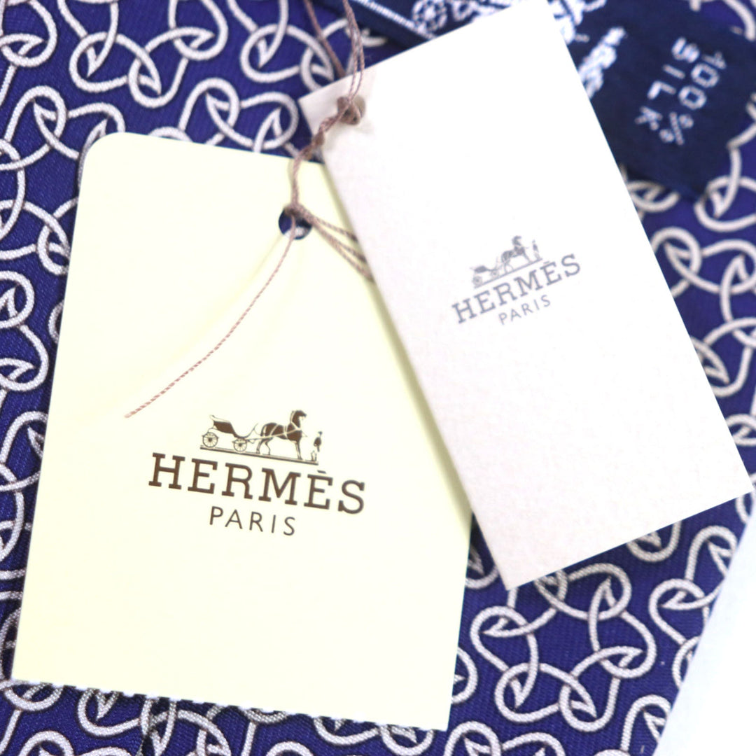 HERMES tie 005367T-02 Main: 100% silk blue Clavat mens Used Authentic