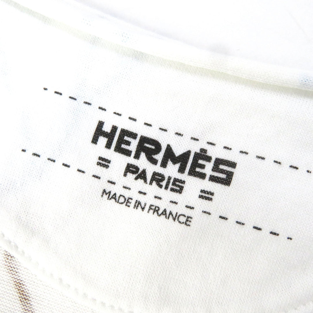HERMES Short sleeve T-shirt Main: 100% cotton White multicolor Women 34 Used Authentic
