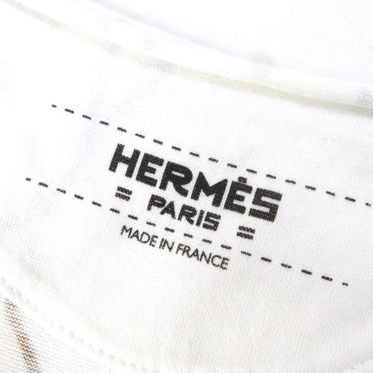 HERMES Short sleeve T-shirt Main: 100% cotton White multicolor Women 34 Used Authentic