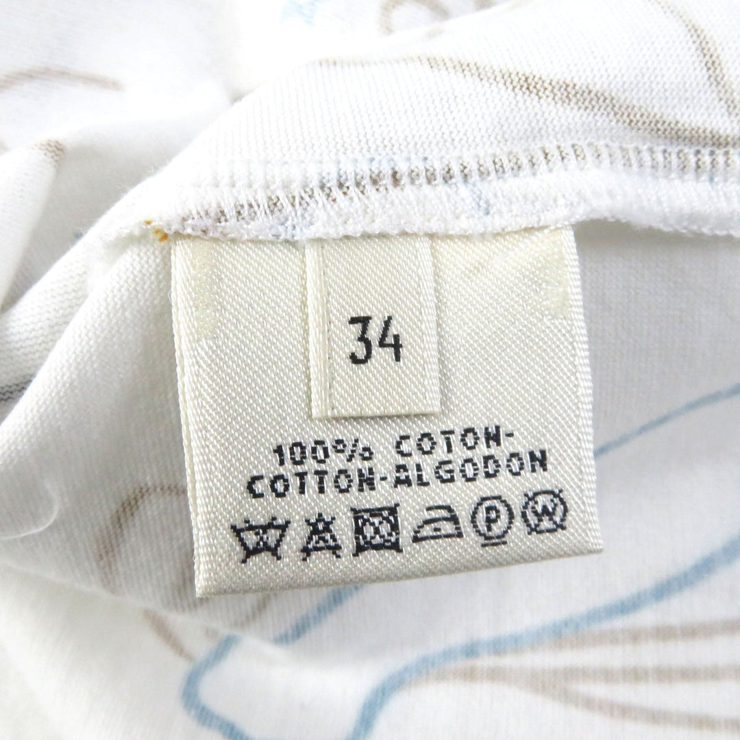 HERMES Short sleeve T-shirt Main: 100% cotton White multicolor Women 34 Used Authentic