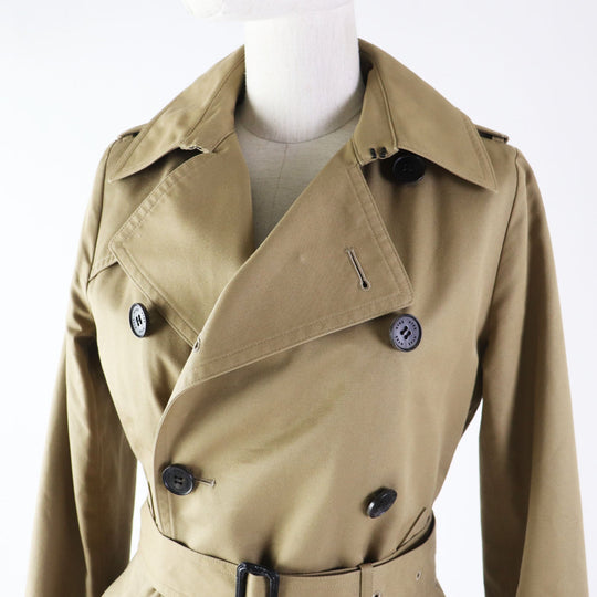 HYKE trench coat 191-17005 Outer material: 65% cotton, Outer material: 35% polyester, Lining: 100% cupra, Leather part: Cowhide leather Liner: 80% wool, 20% nylon Brown beige type Women 1 Used Authentic