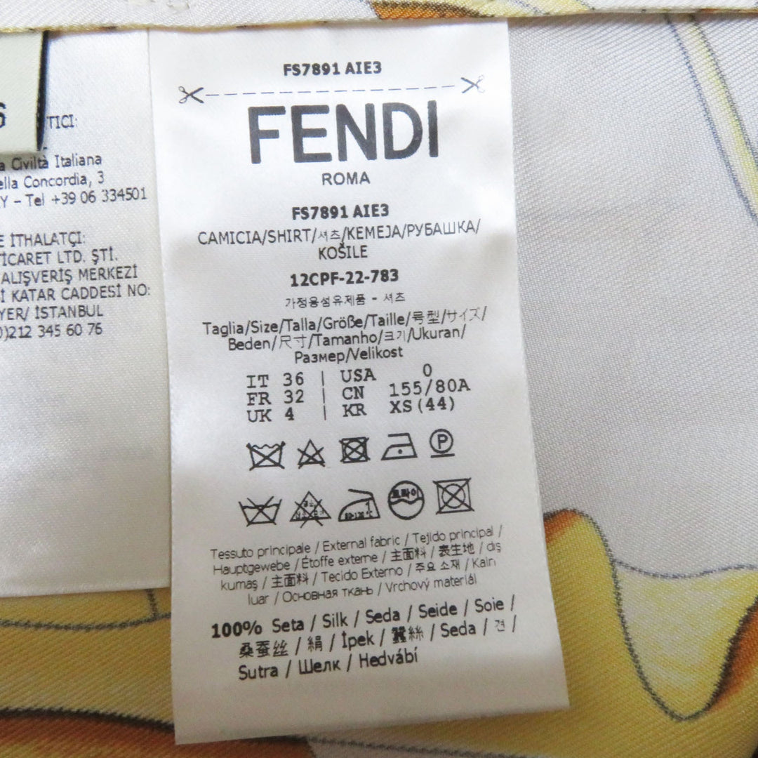 FENDI Long sleeve shirt FS7891 Main: 100% silk light beige Women 36 Used Authentic