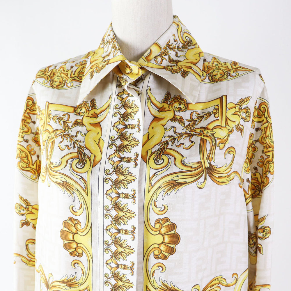 FENDI Long sleeve shirt FS7891 Main: 100% silk light beige Women 36 Used Authentic