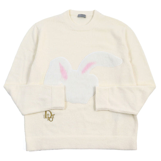 Dior HOMME knit 313M657AT498 Outer: 68% cotton, Outer: 32% nylon, Embroidered part: 70% nylon, 30% polyester, Trim: 50% wool, 50% acrylic Ivory mens S Used Authentic