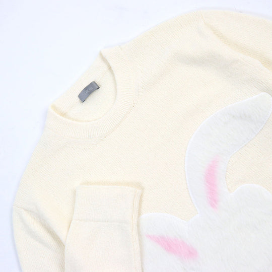 Dior HOMME knit 313M657AT498 Outer: 68% cotton, Outer: 32% nylon, Embroidered part: 70% nylon, 30% polyester, Trim: 50% wool, 50% acrylic Ivory mens S Used Authentic