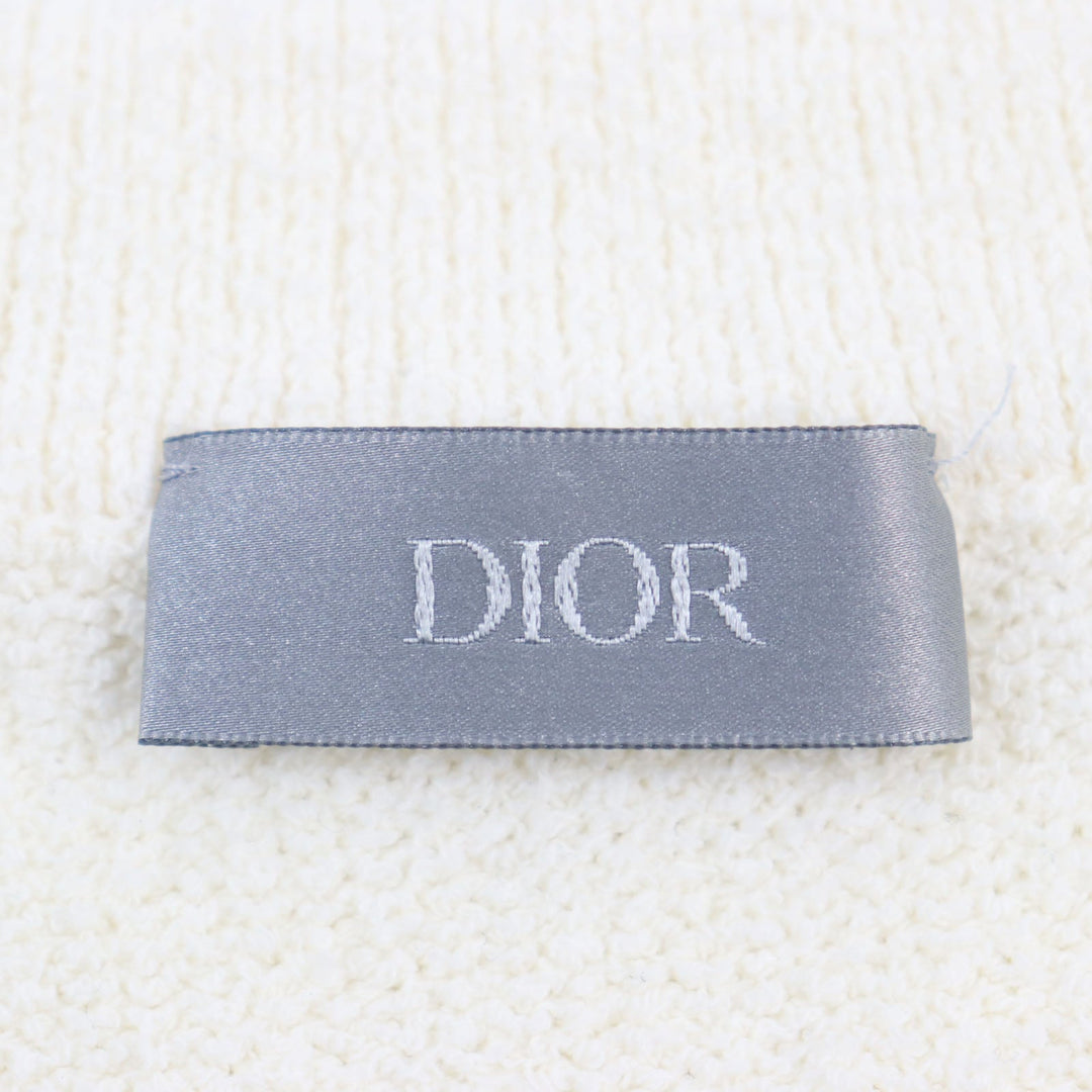 Dior HOMME knit 313M657AT498 Outer: 68% cotton, Outer: 32% nylon, Embroidered part: 70% nylon, 30% polyester, Trim: 50% wool, 50% acrylic Ivory mens S Used Authentic