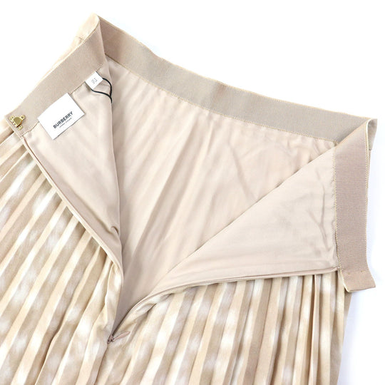 BURBERRY Pleated skirt 8024292 Main: 100% polyester, Lining: 100% silk Beige type Women 36 Used Authentic