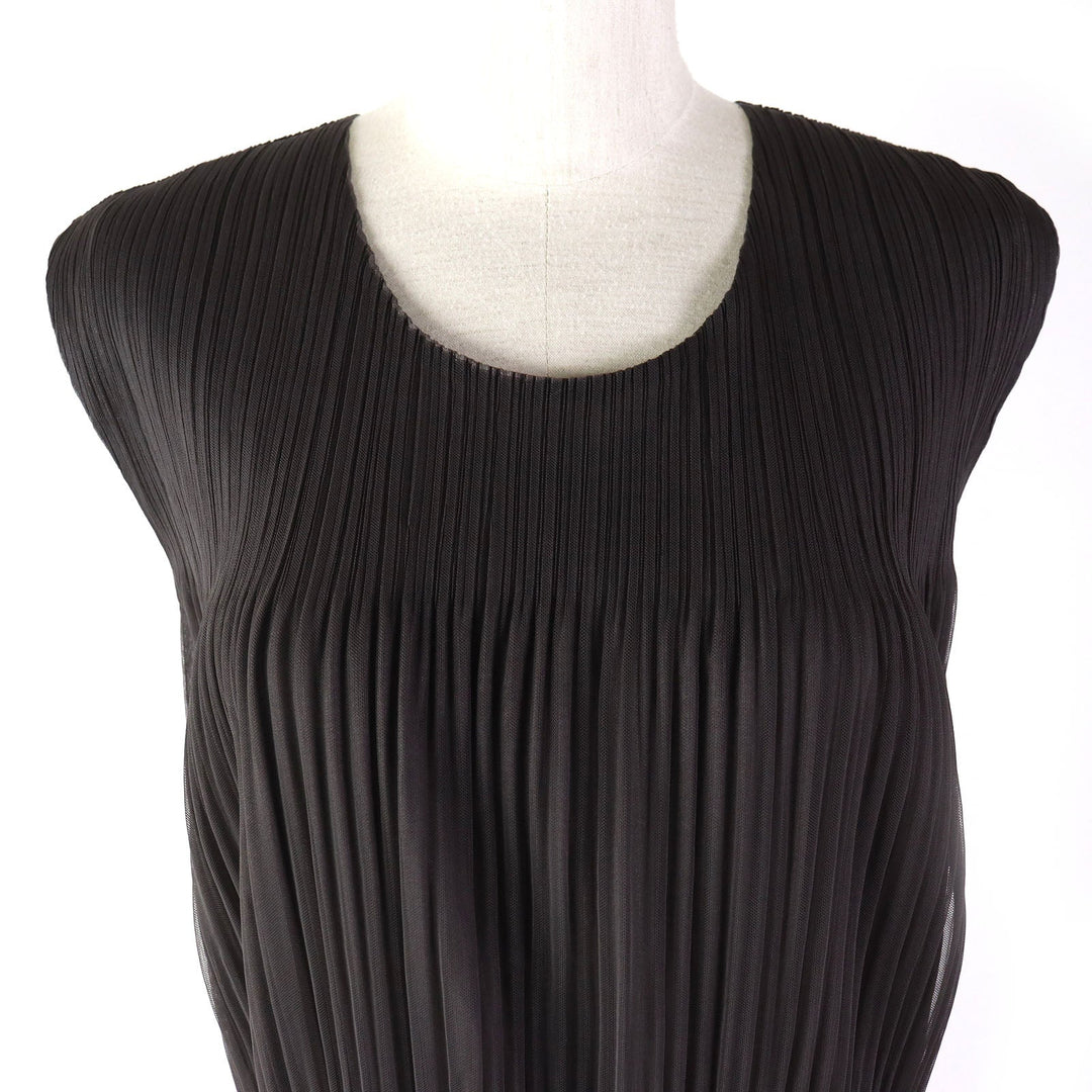 PLEATS PLEASE one piece PP31-JT713 Main: 100% polyester Dark brown Women 3 Used Authentic