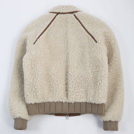 FENDI Blouson FW1163 Outer: 57% wool, Outer: 43% alpaca, Part: leather, Part: 100% wool, Lining: 100% cupra, Filling: 100% polyester Beige brown mens 46 Used Authentic