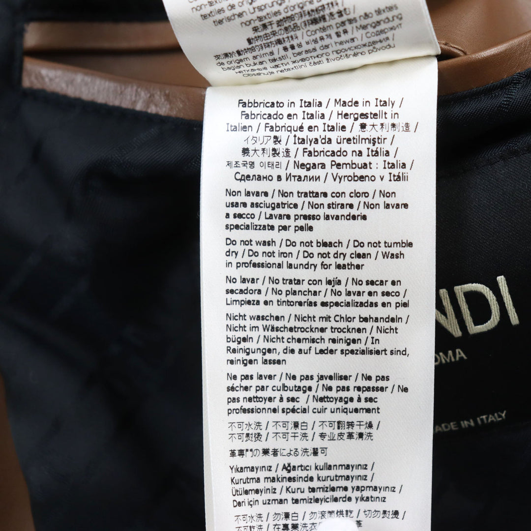 FENDI Blouson FW1163 Outer: 57% wool, Outer: 43% alpaca, Part: leather, Part: 100% wool, Lining: 100% cupra, Filling: 100% polyester Beige brown mens 46 Used Authentic