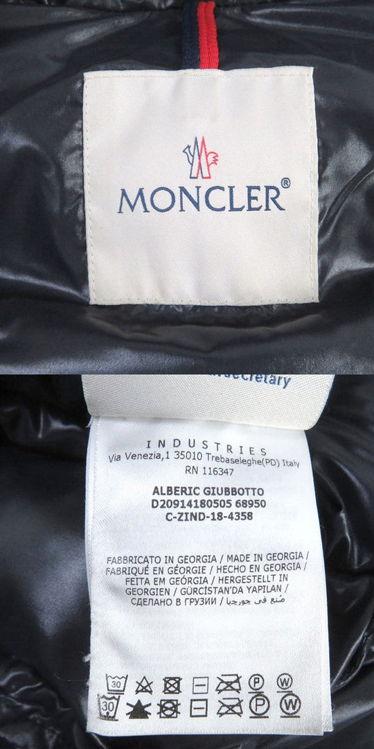 MONCLER Down jacket Main: 100% nylon, Part: 100% polyester, Filling: 90% down, Filling: 10% feather Navy ALBERIC mens zero size Used Authentic