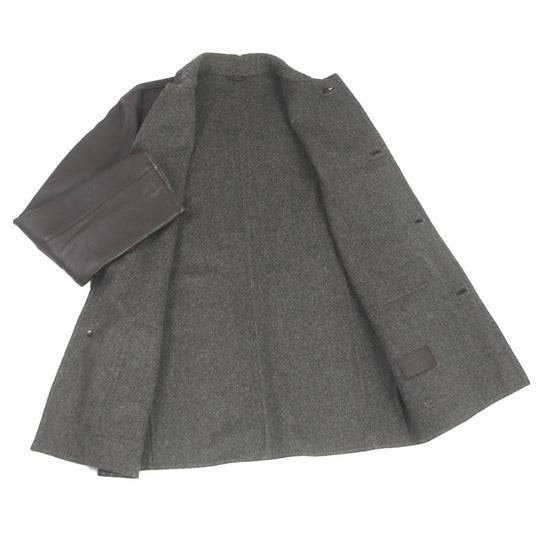 Ermenegildo Zegna leather jacket Outer: 100% leather, Lining: 50% cashmere, Lining: 50% wool Dark brown mens 48 Used Authentic
