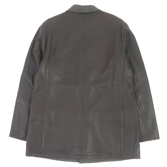 Ermenegildo Zegna leather jacket Outer: 100% leather, Lining: 50% cashmere, Lining: 50% wool Dark brown mens 48 Used Authentic