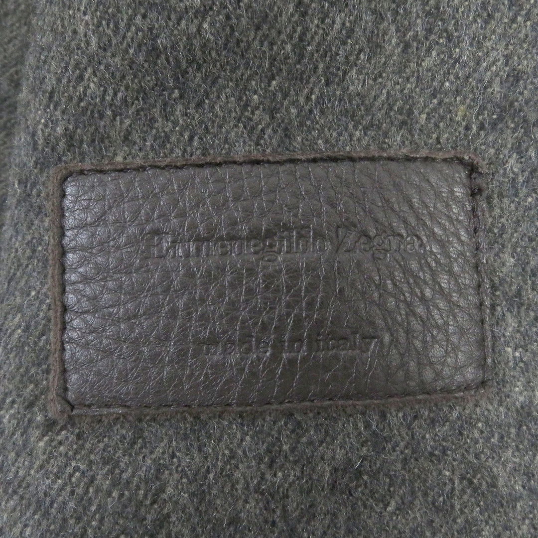 Ermenegildo Zegna leather jacket Outer: 100% leather, Lining: 50% cashmere, Lining: 50% wool Dark brown mens 48 Used Authentic