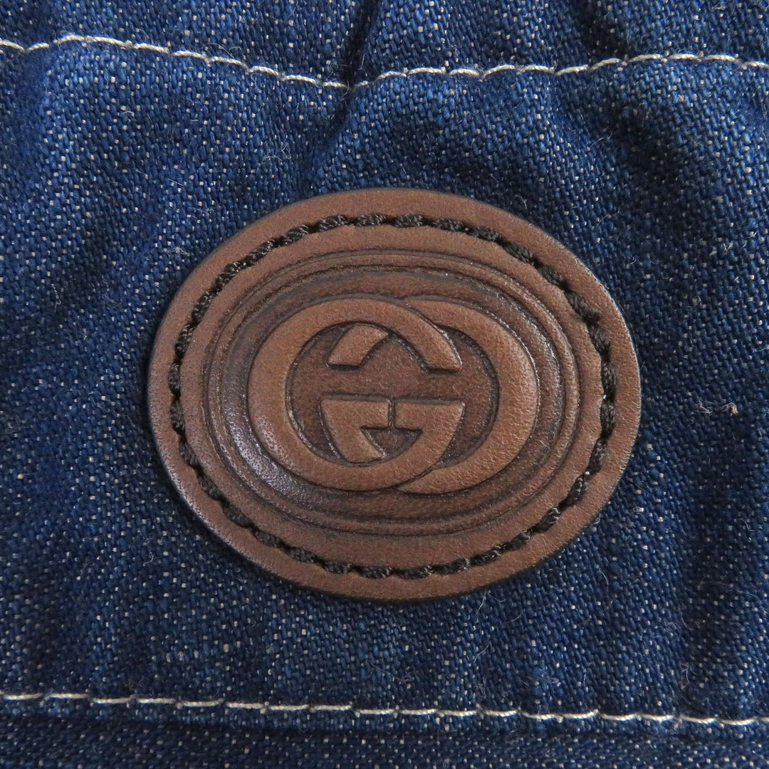 GUCCI Pants 626424 Main: 62% cotton, Main: 38% linen, Part: Cowhide Indigo blue mens 46 Used Authentic