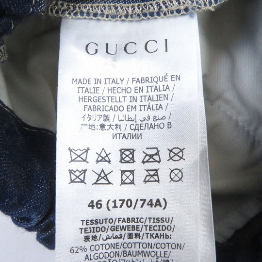 GUCCI Pants 626424 Main: 62% cotton, Main: 38% linen, Part: Cowhide Indigo blue mens 46 Used Authentic